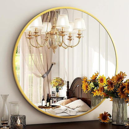 HARRITPURE Round Mirror 30 Gold Wall Mounted Circle Mirrors Vanity Mirror - Image 2