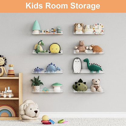 upsimples 8 Pack Acrylic Shelves Wall Organizer and Storage, Toy Cars, Kids - Image 5