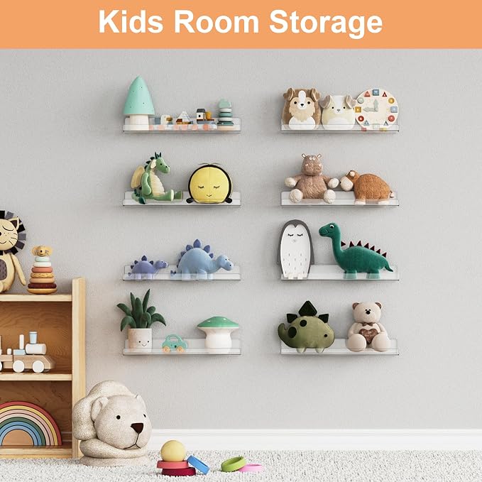 upsimples 12 Pack Acrylic Shelves Wall Organizer and Storage, Toy Cars - Image 8