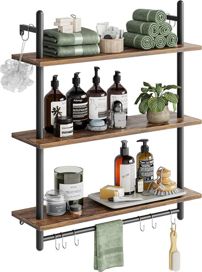 Bestier 3 Tier Industrial Pipe Shelving, Floating Book Shelves - Image 7