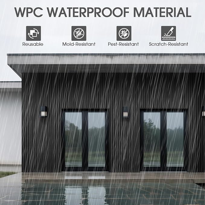 WPC Slat Wall Panels 8 Pack 96" x 6", Waterproof Fluted Wall Paneling, Accent - Image 3