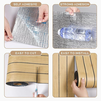 VEELIKE Natural Bamboo Slat Wall Panels Peel and Stick 3D Textured Wood Grain - Image 8