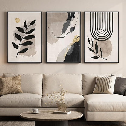 3 Piece Framed Black and White Boho Wall Art by MXART