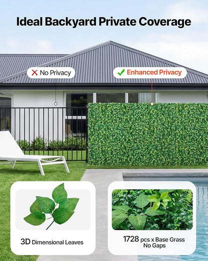 VEVOR Artificial Plant Wall, Each Panel 2 x 8 ft Artificial Boxwood Panels - Image 3