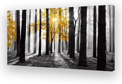 Cao Gen Decor Art S06362 Wall Art Canvas Painting Yellow Tree in Black and by Cao+Gen+Decor+Art