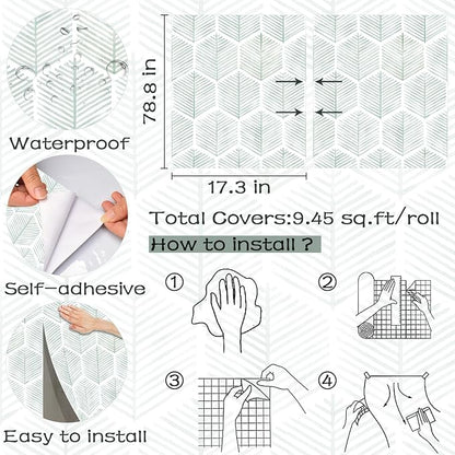 Modern Peel and Stick Wallpaper 17.3''×78.8'' Geometric Wallpaper Boho Contact - Image 3