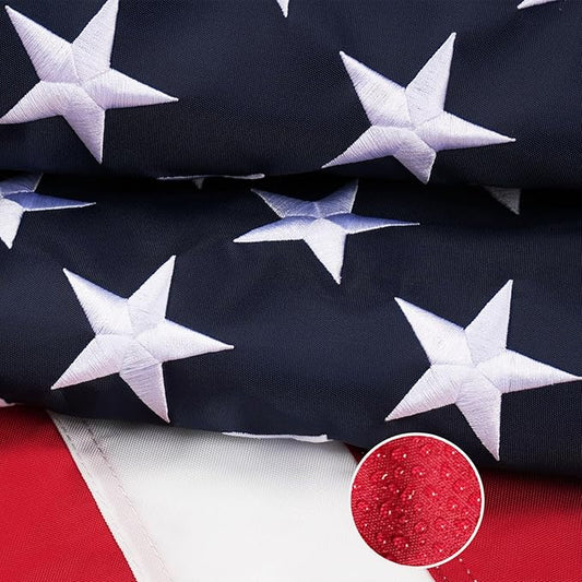 Homissor American Flag 5x8 Heavy Duty Outdoor US Flags for Outside Embroidered Stars USA Sewn Stripes Thick Nylon 2 Brass Grommets