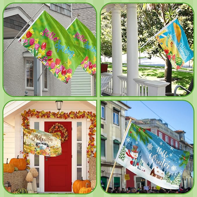 12 Pcs Seasonal Garden Flag 3 x 5 ft Yard Flags for Outside Double Sided Holiday Banner with Grommets for Spring Summer 4th of July Outdoor Banner Decorations