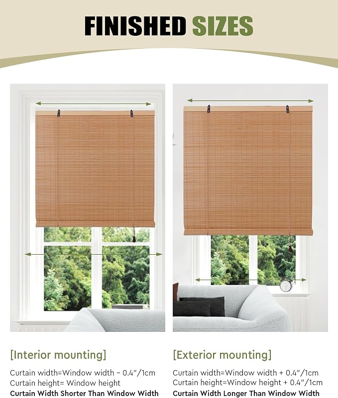 FoundGo Retro Bamboo Blinds 72" W x 72" H Bamboo Roman Shades Light Filtering - Image 3