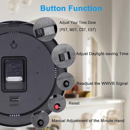 Atomic Analog Wall Clock, 14Inch Radio Controlled Sets Automatically Wall Clock - Image 5