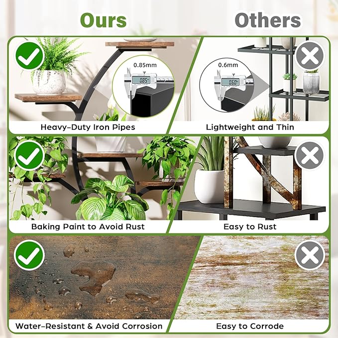 Plant Stand Indoor with Grow Lights - 7 Tiered Indoor Plant Shelf, 44" Corner Plant Stands for Indoor Plants Multiple, Metal Plant Shelves, Curved Plant Holder Rack for Living Room, Patio, Balcony