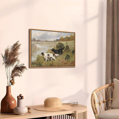 Floating Framed Vintage Hunting Dog Wall Art, Classic Countryside Landscape - Image 6