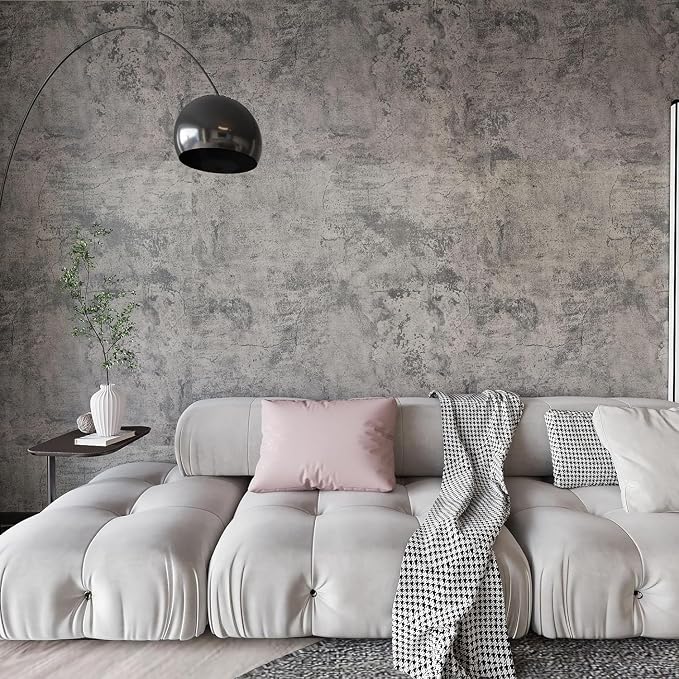 Extra Wide Large Size Grey Concrete Wallpaper Peel and Stick Industrial Cement by BAYYAPeelandStickWallpaper
