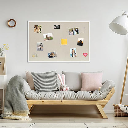 DAHAPYBOO Cork Board with Linen White, Bulletin Board 36"x24" Hanging Corkboards - Image 4