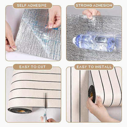 VEELIKE Wide White Oak Wood Slat Wall Panels Peel and Stick 3D Wood Panel - Image 9