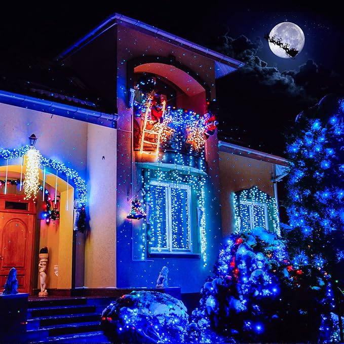 2 Pack Solar Christmas Lights Outdoor Waterproof, 75.5 ft 200 LED Solar Powered Blue String Lights,8 Modes Solar Christmas Lights for Garden Yard Patio Tree Party Xmas Decoration