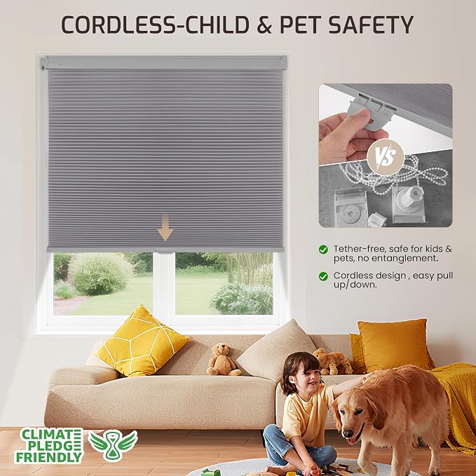 Grandekor No Drill No Tools Cordless Cellular Shades, 32.5" W x 64" H, UV - Image 4