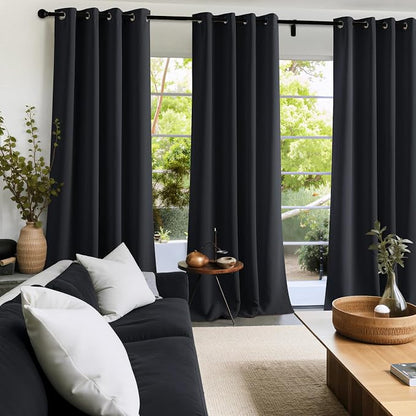 NICETOWN Room Darkening Draperies Curtains Panels, 2 Panels Black W52 x L84 - Image 8