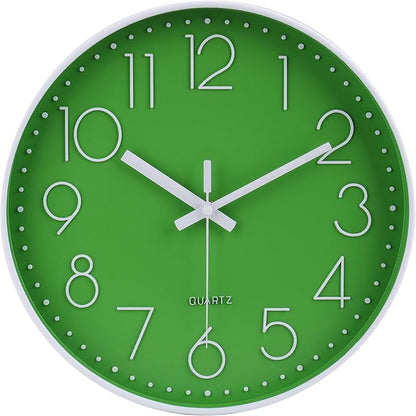 jomparis Modern Office Green Decor Wall Clock 12" Silent & Non-Ticking Battery by JOMPARIS