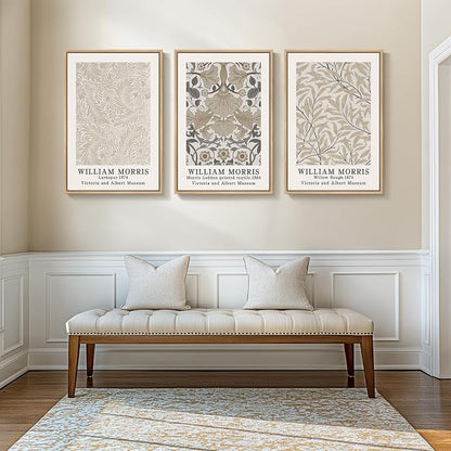 Framed Large William Morris Vintage Wall Art Set of 3, Large Neutral Botanical - Image 3