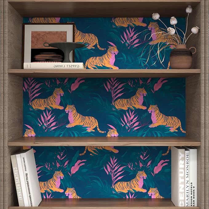 BOKEBEVE Tiger Wallpaper Peel and Stick Tropical Contact Paper Jungle Animal - Image 4