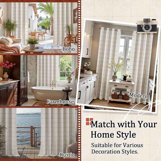 Lajode Brown Plaid Curtains Pattern Printed 90 Inches Long - Image 7