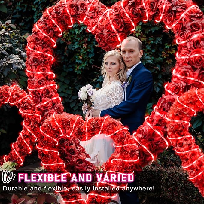 66FT 200 LED Rope Lights for Outside, Christmas String Lights with Waterproof 8 Modes, Flexible and Connectable Plug in Fairy Lights for Outdoor Indoor Bedroom Patio Wedding Decorations, Red