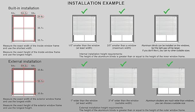 YIIBAII Mini Blinds Suitable for 34" W x 64" H Windows 1" Aluminum Horizontal - Image 7