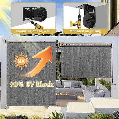 Shade&Beyond Outdoor Roller Shades 4' W x 8' H Cordless Patio Roll Up Blinds - Image 4