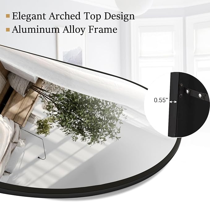 Rowjut Floor Full Length Mirror, Arched Mirrors Full Length 71"x30" - Image 6
