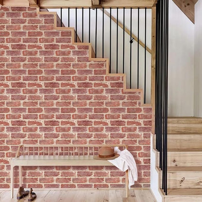 COMSTICKC 3D Red Brick Wall Panel, Peel and Stick Brick Panels - Image 7