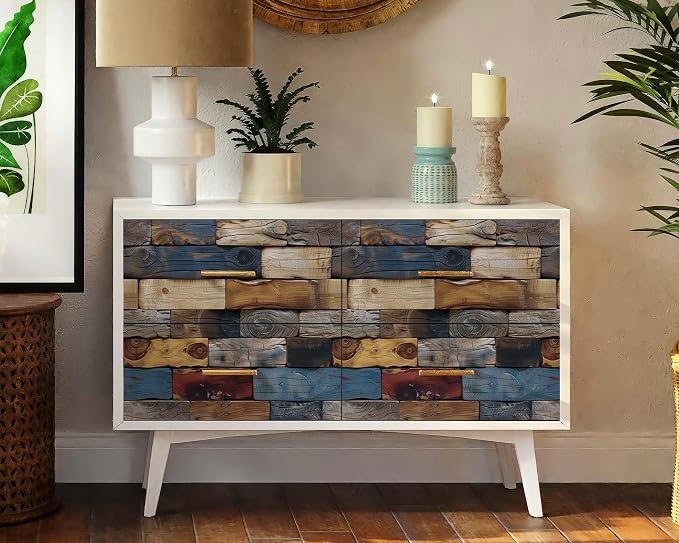 FLFK Vintage Wallpaper Peel and Stick Removable Wood Bricks Wallpaper 16" x - Image 6
