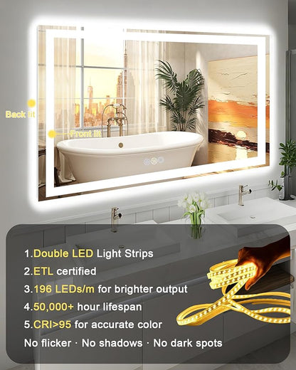 30x36 LED Bathroom Mirror with Lights, Super Bright Front & Backlit Vanity - Image 8