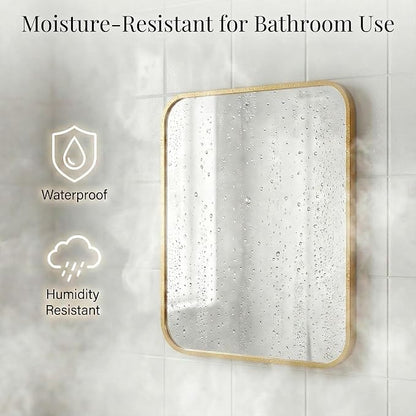 30x36 Inch Matte Gold Bathroom Vanity Mirrors | Flush Mount Deep Set Metal Wall - Image 4