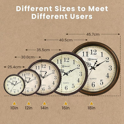 Geevon Retro Silent 18 Inch Wall Clock Non Ticking, Vintage Clock Quartz - Image 5