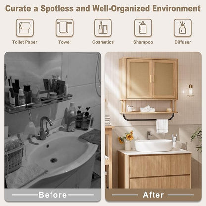 INNOD Rattan Bathroom Wall Cabinet - Image 4