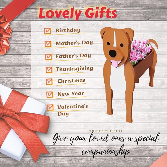 Staffordshire Bull Dog Planter Plant Pots,Cute Garden Dog Flower Planter,Dog Planters Birthday Gifts for Women,Office,Indoor/Outdoor Decor（9.45in*5.79 * 13.39in）
