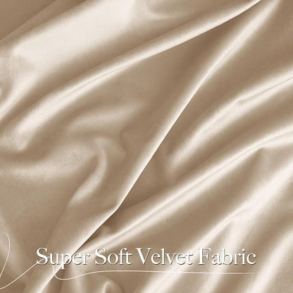 NICETOWN Beige Velvet Curtains Long Drapes, Living Room Office Luxury Bedroom - Image 2