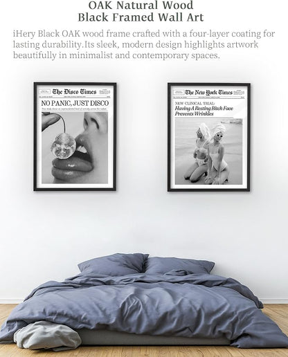 iHery Premium Natural Black OAK Wood 12x16in No Panic Just Disco Trendy Framed - Image 7