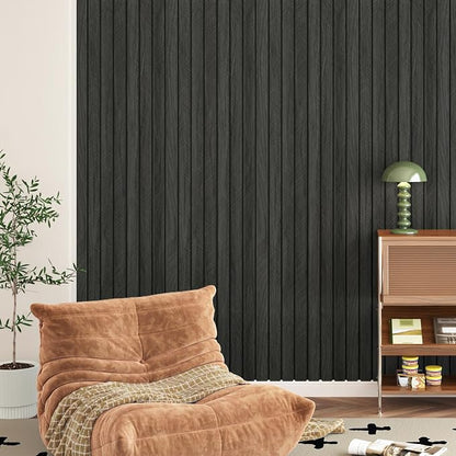 Grey/Black 3D Wood Panels for Wall Decor 197"x11.8" Peel and Stick Faux Wood - Image 2