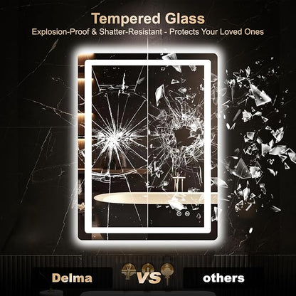 Delma LED Bathroom Mirror with Lights, 32x24 Vanity Mirror - Image 5