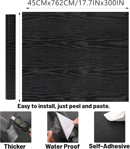 Peel and Stick Wallpaper Black Wood Wall Paper - Image 2