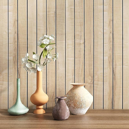 VEELIKE Sand Oak Wood Slat Wall Panels Peel and Stick Faux Wood Panels - Image 4