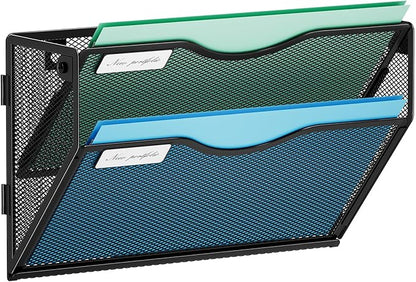 Marbrasse Wall File Holder 2-Tier Hanging Wall File Organizer, Mesh Mail Holder by Marbrasse