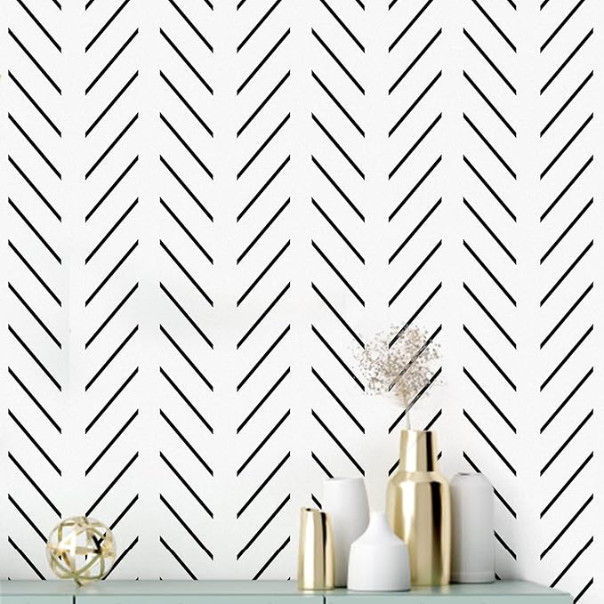 Erfoni Black and White Peel and Stick Wallpaper Modern Herringbone Contact by Erfoni