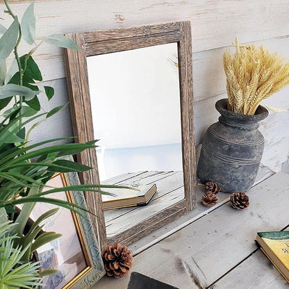 AAZZKANG Mirror with Wood Framed Rectangle Rustic Wall Mirrors Decor - Image 6