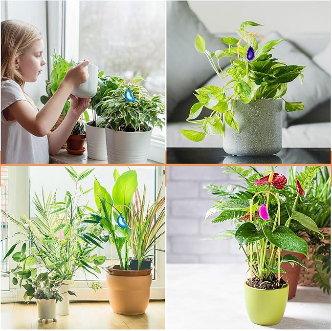 Zopeal 4 Pack Small Metal Plant Trellis Indoor 17 Inch Mini Gold Garden Trellis Potted Plant Support Stake Houseplant Trellis with Agate for Indoor Outdoor Climbing Plants Vine Flower Pot Plant Decor