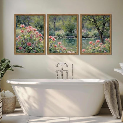 Framed Monet Wall Art Set of 3, Impressionist Botanical Floral Canvas Wall Decor - Image 8
