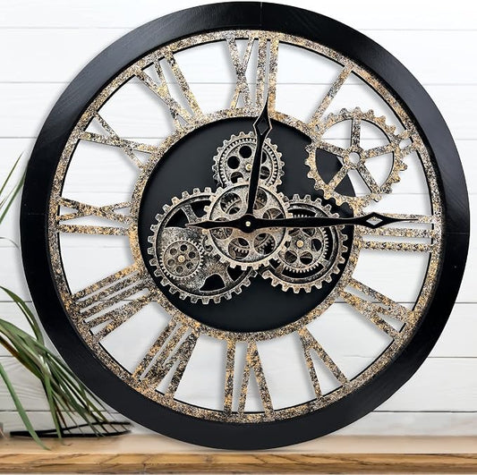 The B-Style Large 24 inch Moving Gear Wall Clock Oversized Vintage Farmhouse by TheB-StyleTB