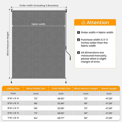 HOMEDEMO Outdoor Roller Shades for Patio, Sun Roller Shade Cloth Roll Blinds - Image 5